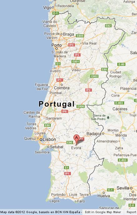 Evora on Portugal Map