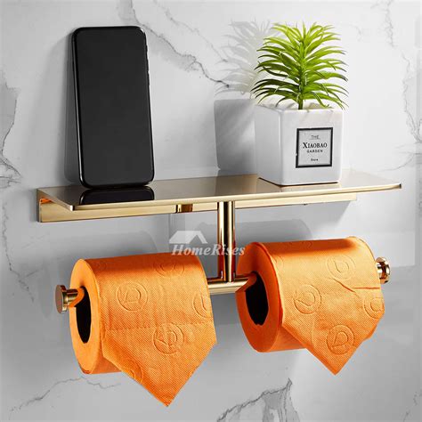 High End Double Gold Toilet Paper Holder Wall Mount Paper Towel Holder Best Polished Brass ...