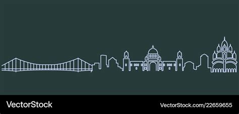 Kolkata single line skyline Royalty Free Vector Image