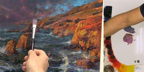 Oil Painting Tutorial – How To Paint A Rocky Coastal Scene At Sunset | Master Oil Painting