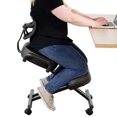 Black Adjustable Ergonomic Kneeling Chair with Back Support – Dragonn