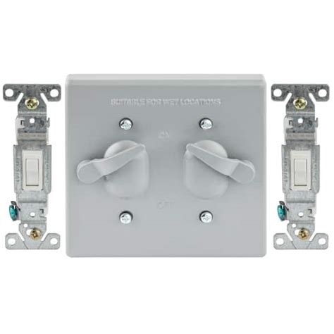 Commercial Electric 2-Gang Metallic Weatherproof Toggle Switch Cover Kit, Gray WTC221G - The ...