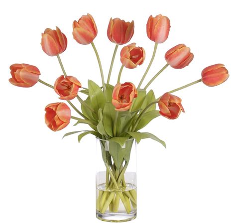 Tulip, Orange, Glass VaseFaux Watergarden, 20" | NDI