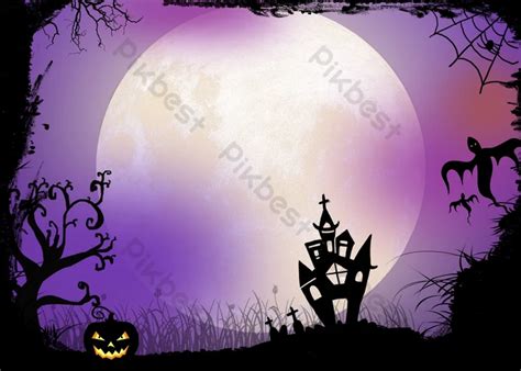 Full Moon Halloween Silhouette Background | PSD Free Download - Pikbest