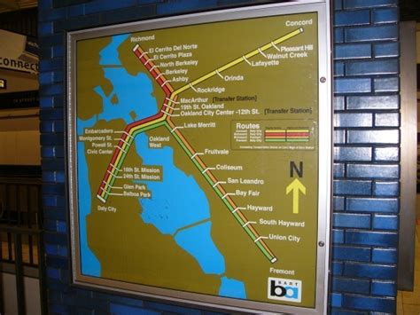 Old Style Bart Map | Oakland city, Bart map, Subway map