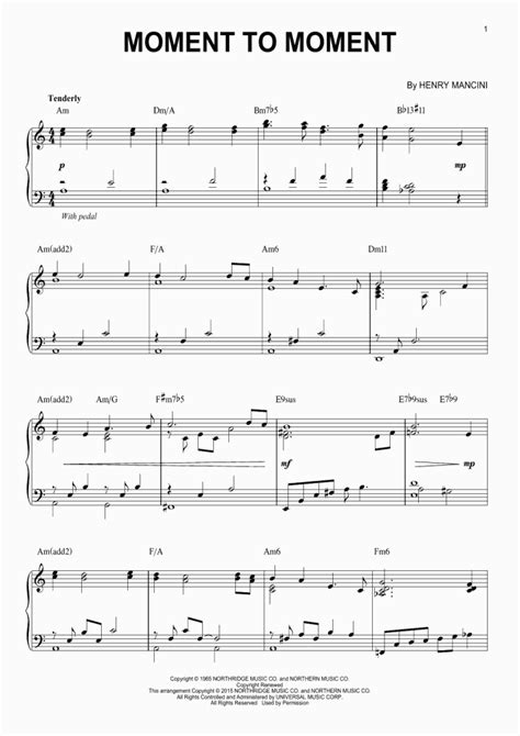 Moment To Moment Piano Sheet Music | OnlinePianist