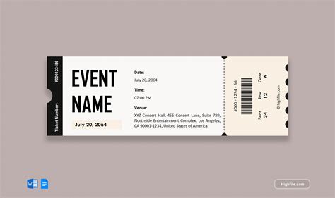 Blank Ticket Template - Word | Google Docs - Highfile