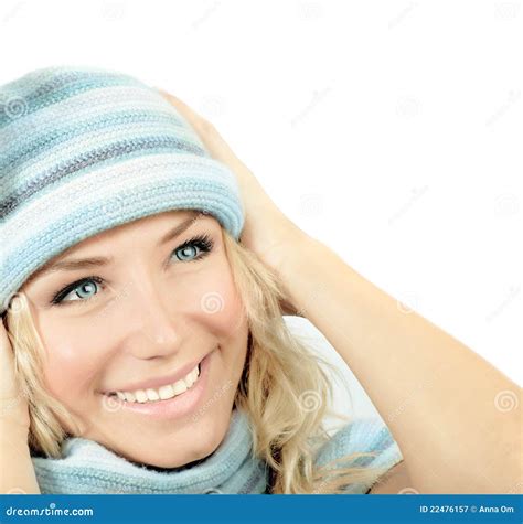 Cute Girl Wearing Winter Hat Stock Image - Image of background, clothing: 22476157