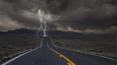 clouds, Desert, Hill, Road, Lightning, Valley Wallpapers HD / Desktop and Mobile Backgrounds
