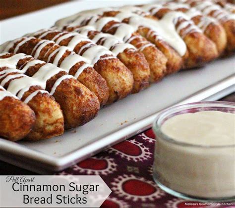 Pull Apart Cinnamon Sugar Bread Sticks With Cream Cheese Dip - melissassouthernstylekitchen.com