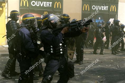 French Riot Police Armed 40mm Grenade Editorial Stock Photo - Stock Image | Shutterstock