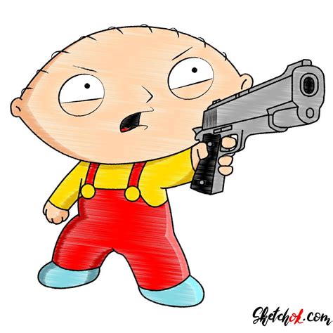 Step-by-Step Tutorial on How to Draw Stewie Griffin with a Gun