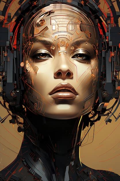 Premium AI Image | A female cyborg with a circuit board