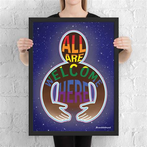 'All Are Welcome Here' Framed Poster - Candid Almond