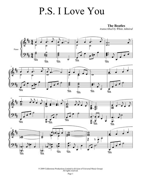 P.S. I Love You - The Beatles | True Piano Transcriptions