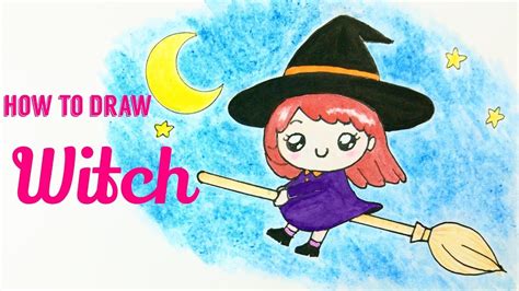 HOW TO DRAW HALLOWEEN WITCH | Cute Witch Easy Drawing Tutorial For Kids - YouTube