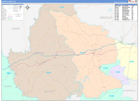 Carter County, KY Wall Map Color Cast Style by MarketMAPS - MapSales