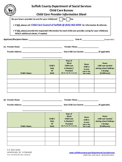 Fillable Online Child Care Subsidy Application, Instructions and Forms List Fax Email Print ...