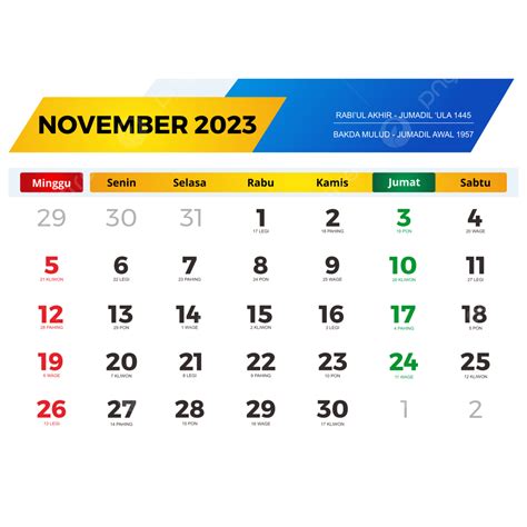 Kalender November 2023 Lengkap Dengan Tanggal Merah Cuti Bersama Jawa Dan Hijriyah, Kalender ...