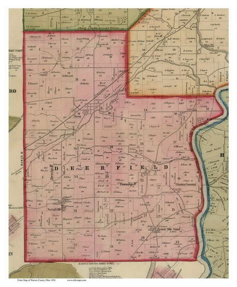 Deerfield, Ohio 1856 Old Town Map Custom Print - Warren Co. - OLD MAPS