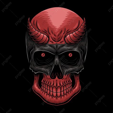 Demonic Skull Vector Art PNG, Head Demon Skull Vector Illustration, Skull Clipart, Aggression ...