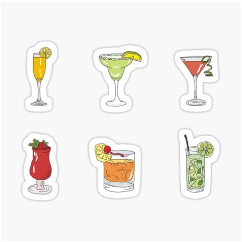 Paper Stickers, Labels & Tags Mini Cocktails Sticker Cocktails Vinyl Sticker Cocktail Waterproof ...