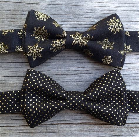 Black and Gold Bow Tie Black and Gold Ties Snowflake Bow - Etsy