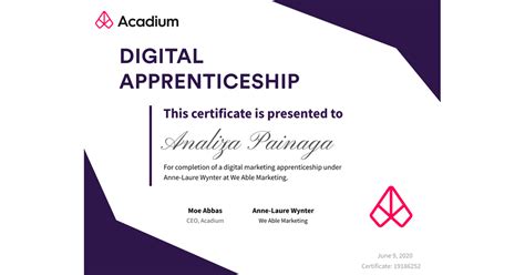 A Digital Apprenticeship - 3 months of work experience working directly with an Acadium mentor ...