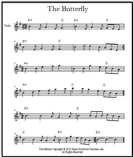 Free Irish Fiddle Sheet Music "The Butterfly"