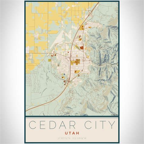 Cedar City - Utah Map Print in Woodblock — JACE Maps