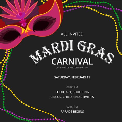 Mardi Gras Parade Invitation Template 181311 Vector Art at Vecteezy