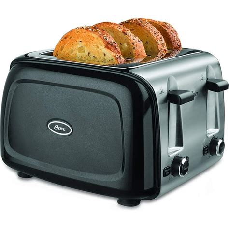 Oster 4-Slice Toaster, TSSTTRPMB4-NP, Extra-Wide Slots and Made Easy Toast Retrieval, Black (New ...