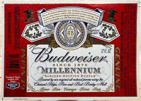 Budweiser Millennium Beer Label in 2023 | Beer label, Labels, Beer