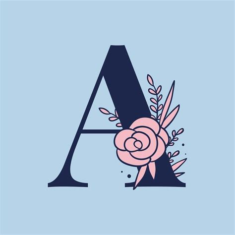 Floral Letter A Alphabet Typography