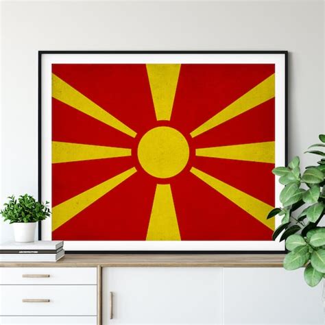 Macedonia Flag Art Macedonia Flag Print Flag Poster Country | Etsy