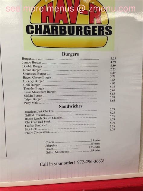 Online Menu of Hav-R Charburger Restaurant, Duncanville, Texas, 75137 ...