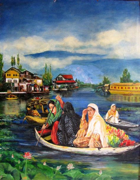 Kashmir Dal lake, acrylic Bts Drawings, Art Drawings Sketches, Lake Painting, Acrylic Painting ...