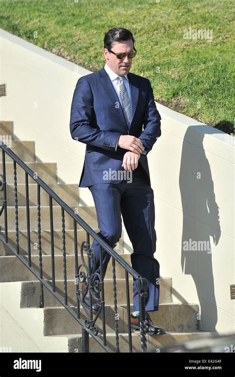 'Mad Men' star Jon Hamm sporting a navy suit in Los Feliz Featuring ...