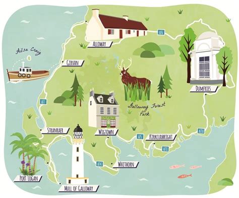 Illustrated map of Dumfries & Galloway, Scotland | Illustrated map, Dumfries, Scotland