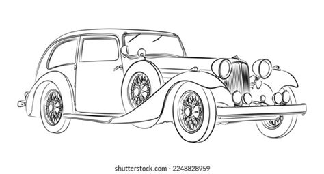 Sketch Old Vintage Car Stock Vector (Royalty Free) 2248828959 ...