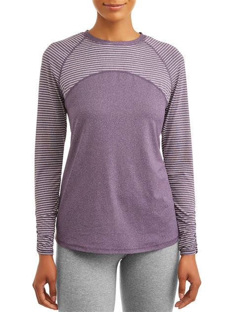 Avia - Avia Women's Active Performance Two Tone Long Sleeve Striped T ...