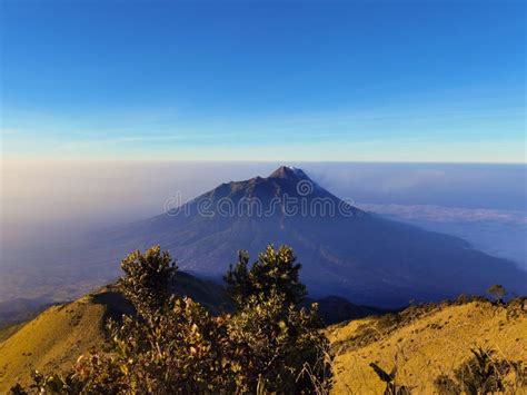 Mt merapi sunrise view stock photo. Image of landscape - 255464682