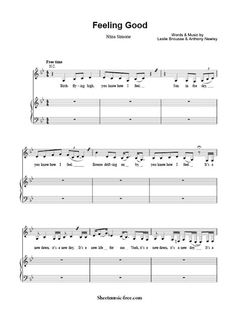 Feeling Good Sheet Music pdf Nina Simone - ♪ SHEETMUSIC-FREE.COM