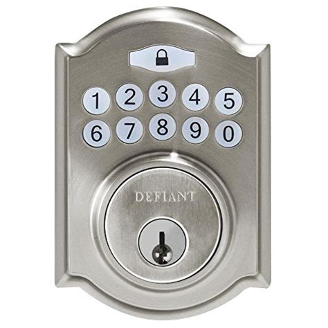 Defiant Electronic Deadbolt Single Cylinder Keyless Entry Satin Nickel Hardware Locks ...