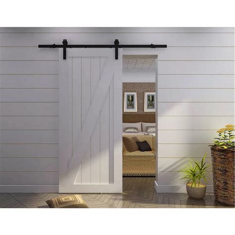 Onward 78 3/4 in (2000 mm) Sliding Barn Door Hardware Kit, Rustic Collection, Black | The Home ...