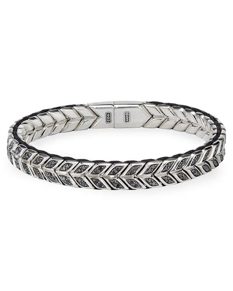 DAVID YURMAN MEN'S 9MM CHEVRON SILVER BRACELET W/ BLACK DIAMOND INSETS. #davidyurman Yurman ...