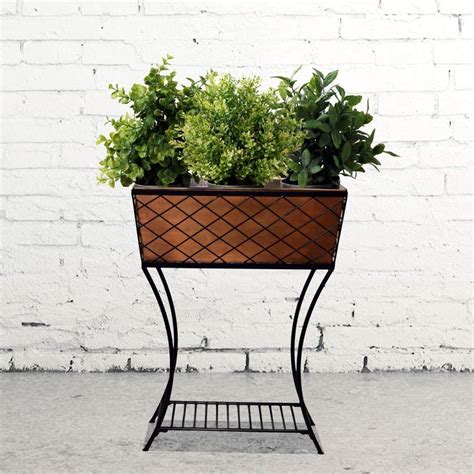 36.6-in Copper/Black Indoor/Outdoor Rectangular Steel Plant Stand at Lowes.com