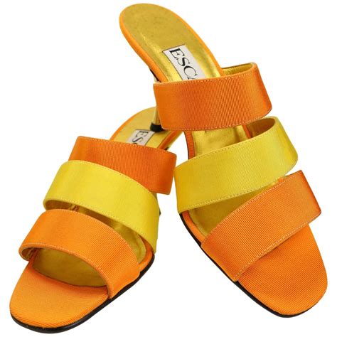 Escada Bi Tones Orange and Yellow Straps Sandals Heels | Strap sandals heels, Sandals heels ...