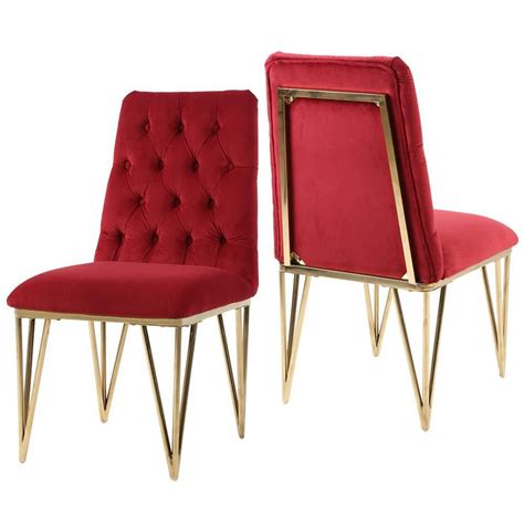 Boyel Living Red Velvet Dining Chairs (Set of 2) WF-DC-001RD - The Home Depot | Dining chair ...