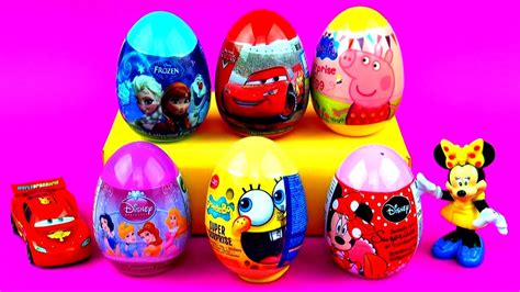 Surprise Eggs! Disney Frozen Peppa Pig Cars 2 Minnie Mouse Spongebob Disney Princess Toys ...